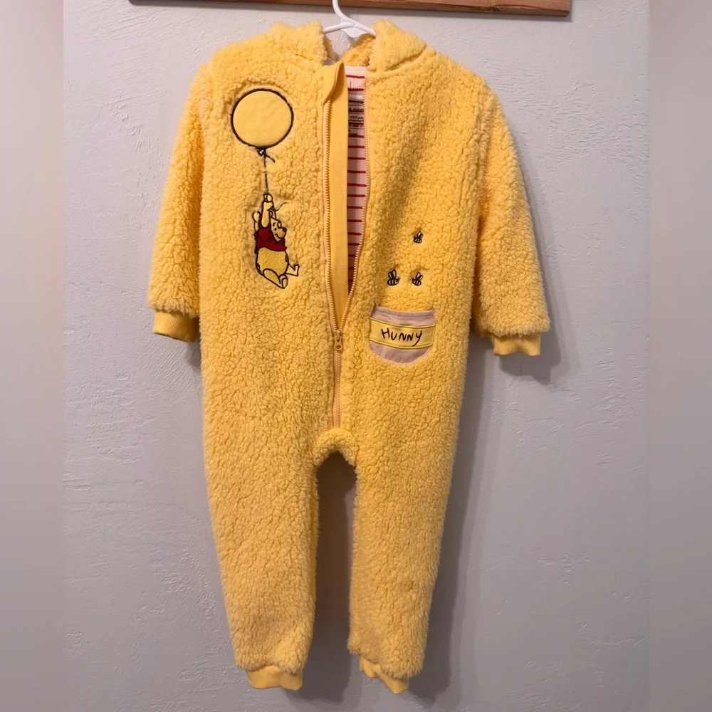 Disney Pooh Bear Little Sleepies Sherpa One Piece Outerwear 18-24 Romper - Picture 9 of 9